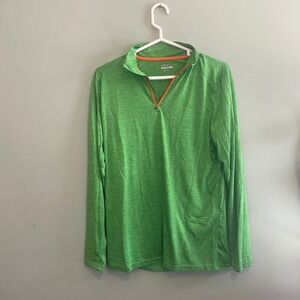 BCG Tru-Wick Men 1/4 Zip Pullover Active Long Sleeve Athletic Shirt Green Medium